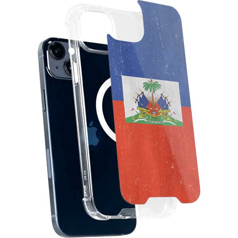 Haiti Flag Distressed iPhone 15 Plus MagSafe Case